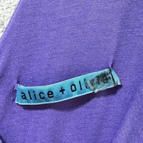 Alice + Olivia Sheath Dress Purple V Neck Women's Large Draped Zipper Back Rayon - Picture 9 of 12